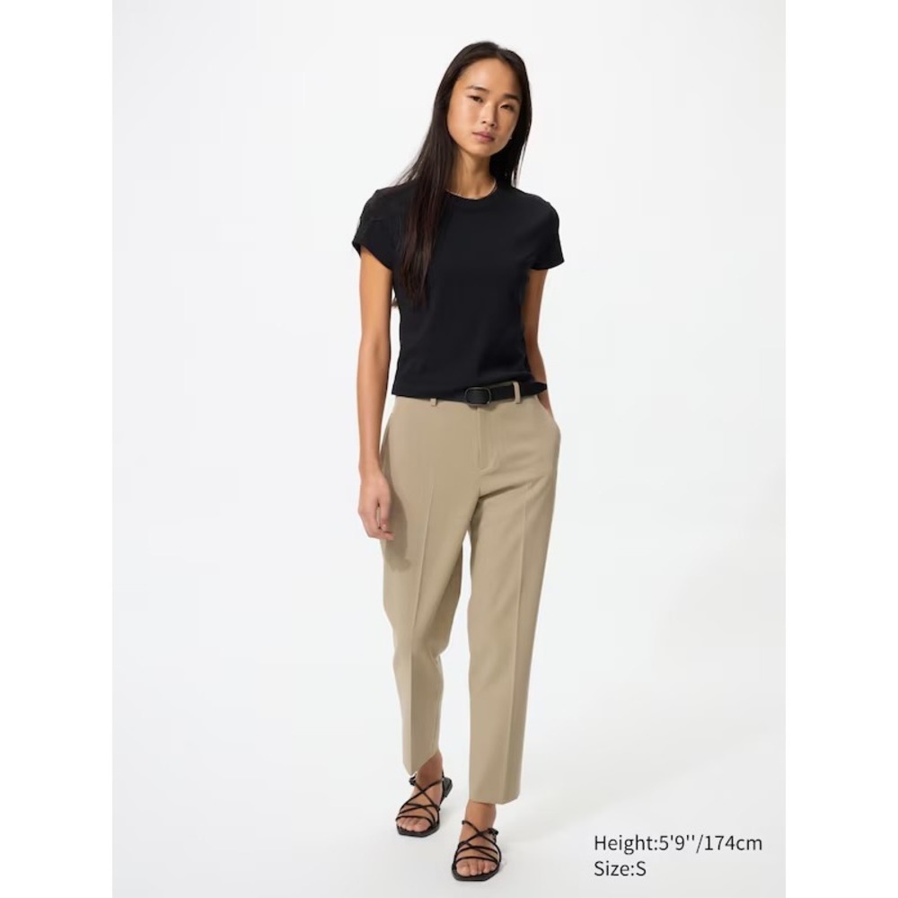 UNIQLO Women Smart Ankle Pants Natural Beige Tapered Trousers XL 464140